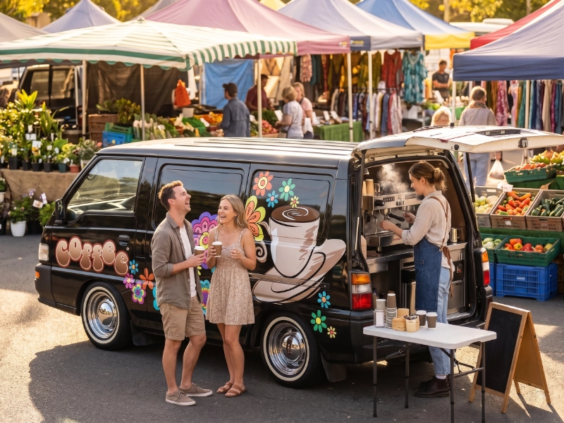 the little brown coffee van farmers market